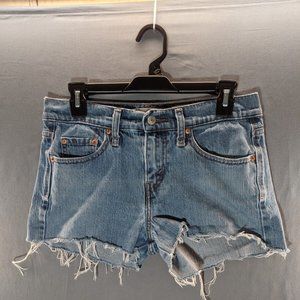 Levis Shorts Women 6 515 Shorts Raw Hem Zip Medium Fade Daisy Duke Jean Retro